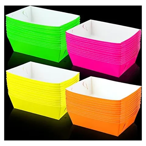 Hoolerry Themed Paper Food Trays – Green,orange,pink,yellow