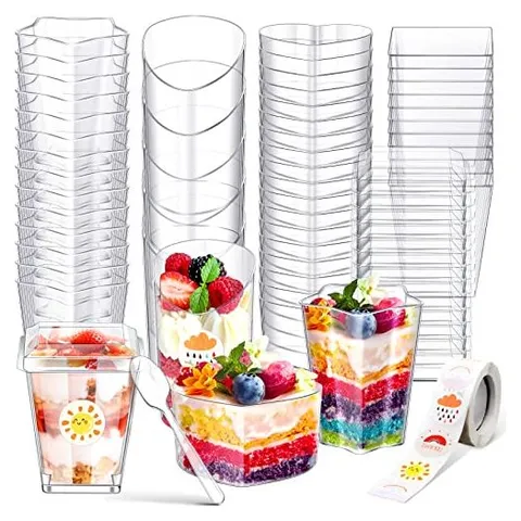 Hoolerry Clear Dessert Cups with Lids & Spoons