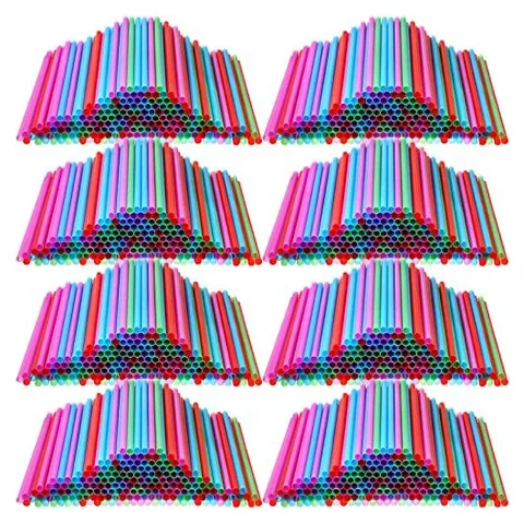 Hoolerry Individually Wrapped Plastic Straws – Green, Rose, Blue, Red