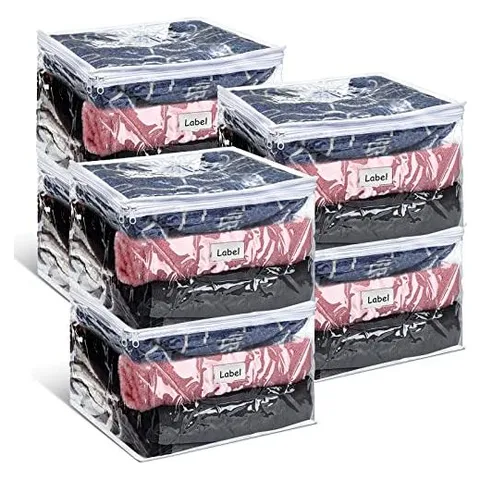 Hoolerry Clear Zippered Clothes Storage Bags