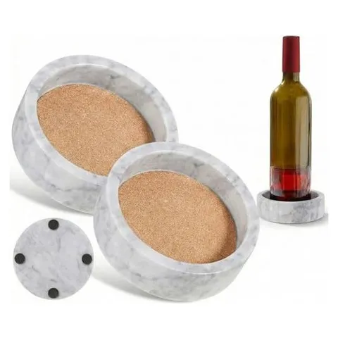 Hoolerry Marble Wine Bottle Coasters – White