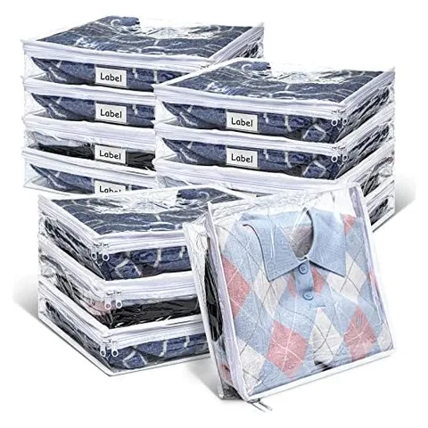 Hoolerry Clear Zippered Clothes Storage Bags
