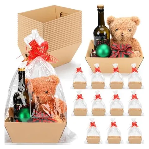 Hoolerry Paniers cadeaux de Noël en papier kraft comprenant 20 paniers