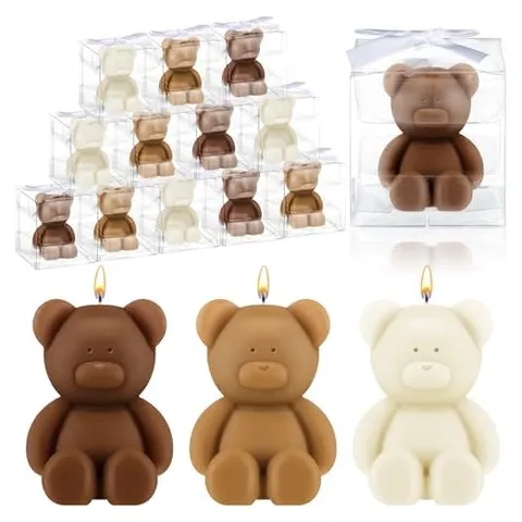 Hoolerry Mini Bear Candle Favors – White, Brown
