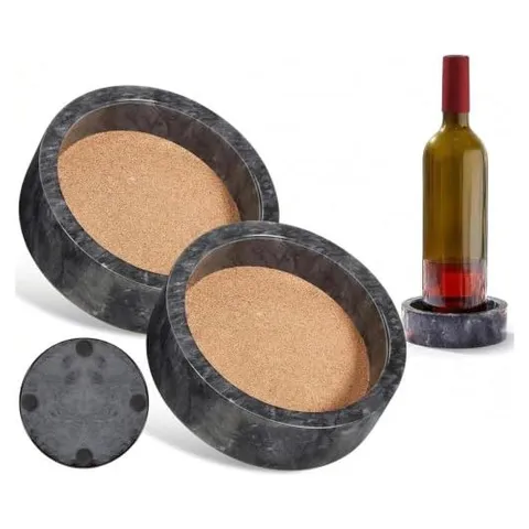 Hoolerry Marble Wine Bottle Coasters – Black