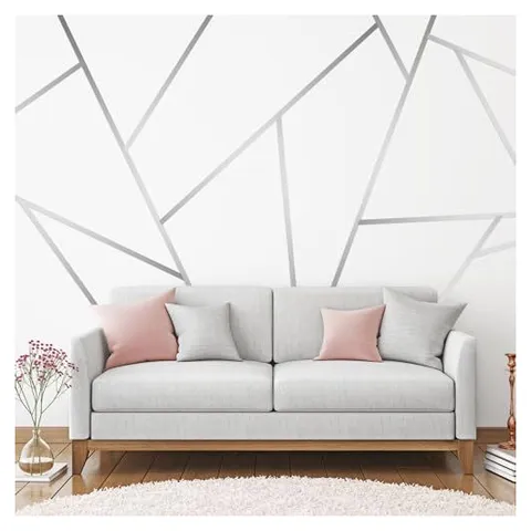 Hoolerry Metallic Line Wall Decals – Silver