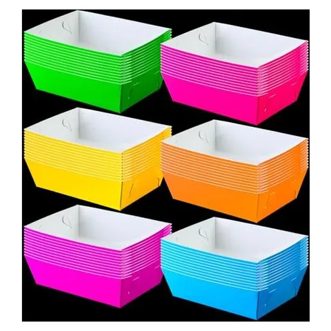 Hoolerry Bandejas de papel de neón brillante para fiestas – Colores Activos