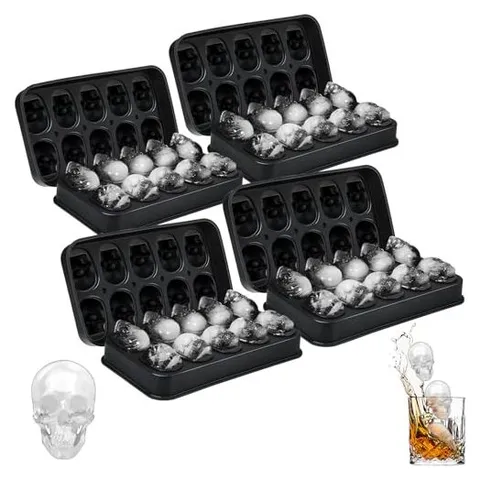 Hoolerry Silikon-Eiswürfelform mit Totenkopf-Motiv – Schwarz