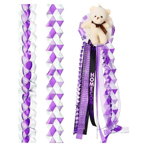 Hoolerry Homecoming Mum Braids – Purple and White