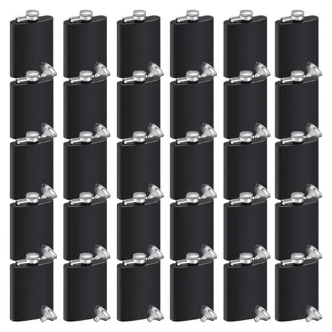 Hoolerry Petacas de acero inoxidable para licor con embudo de metal – Mate Negro