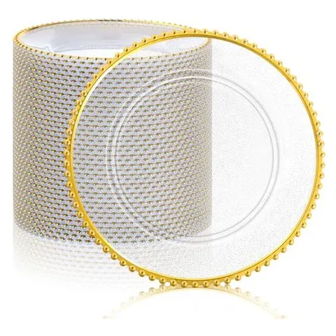 Hoolerry Platos de carga transparentes a granel de 13 pulgadas – Oro