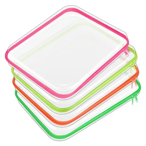 Hoolerry Custodie trasparenti rigide con cerniera per snack e trucchi – Fluorescente.