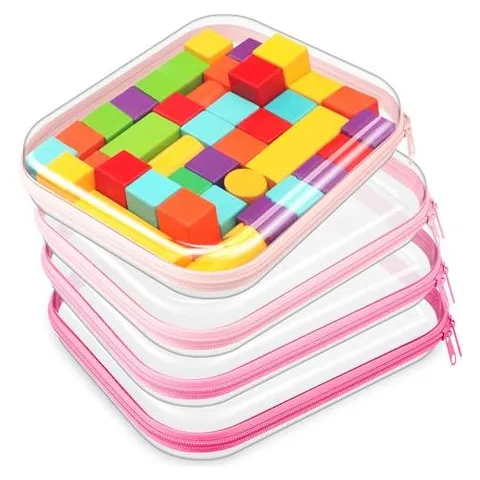 Hoolerry Custodie trasparenti rigide con cerniera per snack e trucchi – Rosa