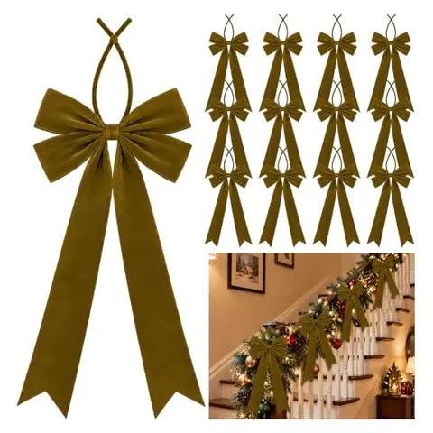 Hoolerry Large Velvet Ribbon Bows, 12 × 26 in – Brown